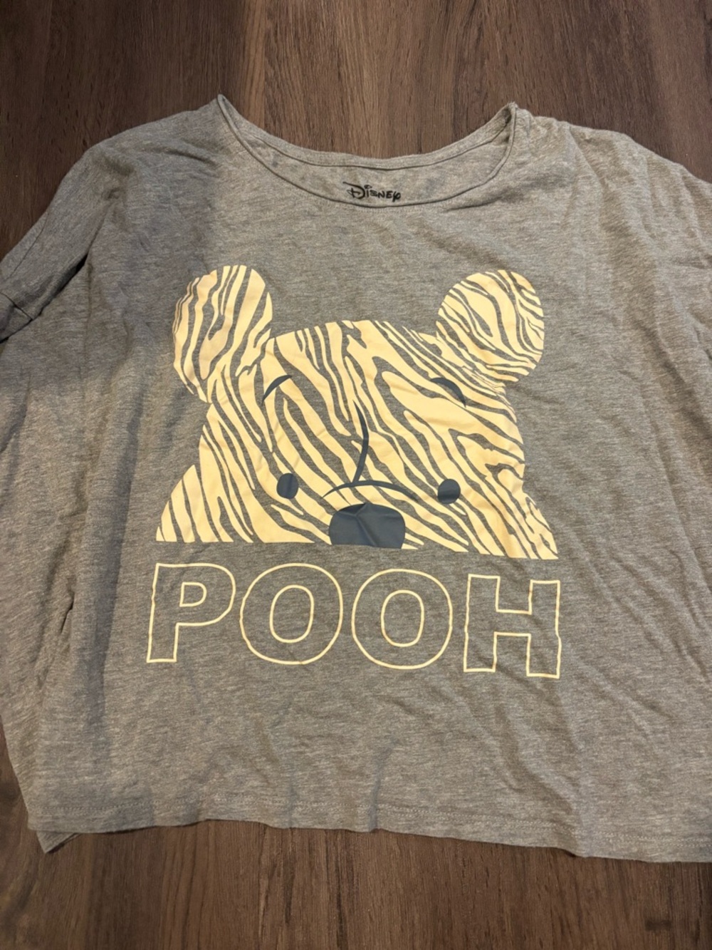 Disney Gray Crop Top with Yellow Pooh Graphic